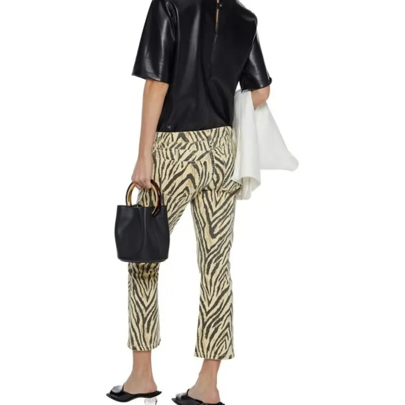 New Current Elliott The Ruby Cropped Zebra-print Low-rise Slim-leg Jeans. - Picture 2 of 16